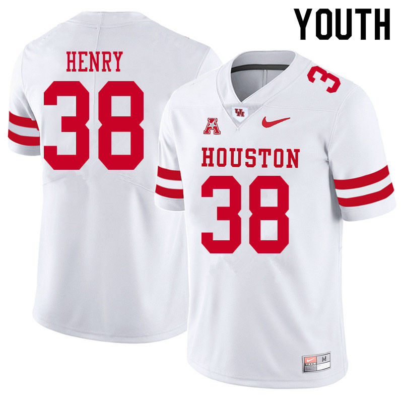 Youth #38 Ta'Zhawn Henry Houston Cougars College Football Jerseys Sale-White - Click Image to Close